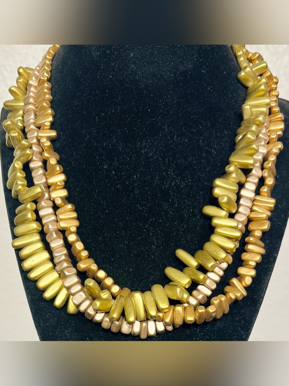 Vintage Gold-Tone Multi-Strand Beaded Necklace
